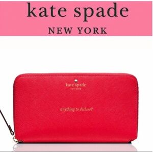 Kate ♠️ Spade ✨LIKE 🆕RARE❤️Red Continental ❤️Jet Set✨Zip Around✨Passport Wallet✨